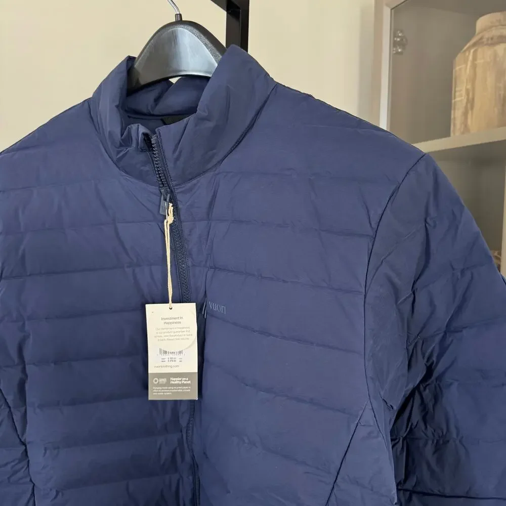 VUORI Steadfast Insulated Blue Coast Jacket Small Down Filled Full Zip Puffer